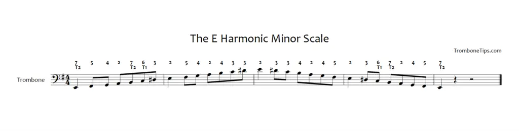 e minor scale trombone