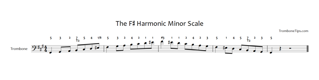 f sharp minor scale trombone