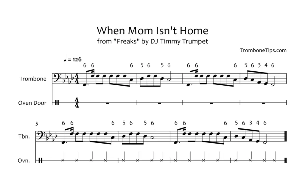 how to play when mom isn't home on trombone
